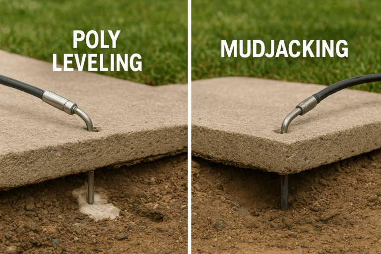 Poly Leveling vs. Mudjacking: What’s the Better Fix for Uneven Concrete? Poly Leveling vs. Mudjacking
